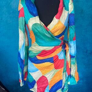 WeWoreWhat Abstract Wrap Mini Dress